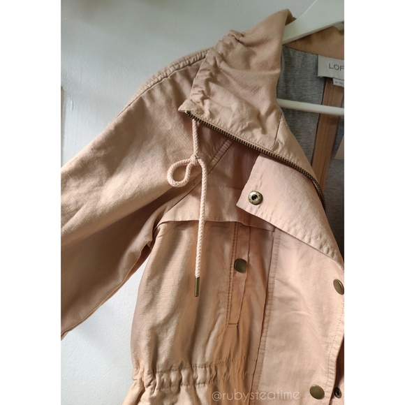 Parachute Utility Jacket Anorak, Cotton/ Linen Khaki Beige, LOFT, New with Tag - Picture 4 of 11